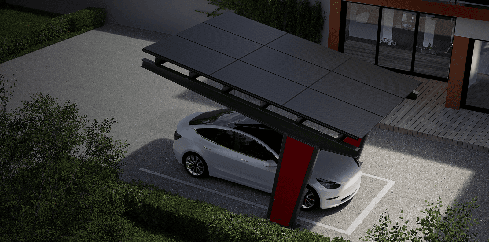 Carport modern cu panouri solare
